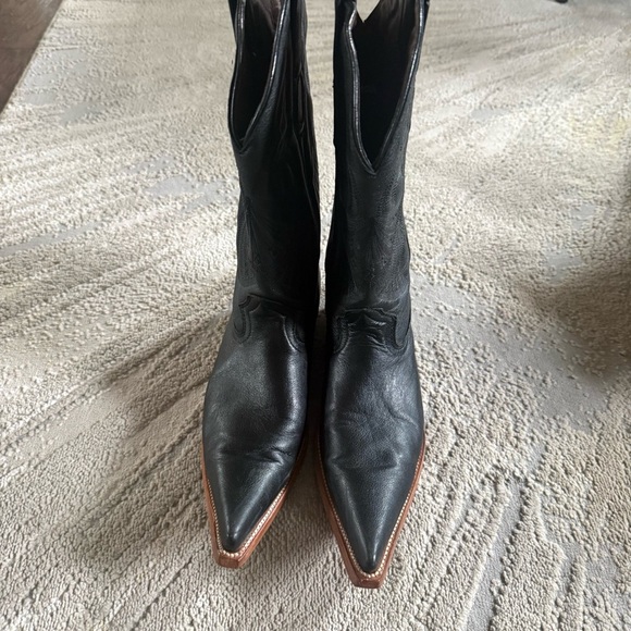 Aguila Real Black Leather Cowboys Boots Western Made in Mexico pointy toe 8 main image 9